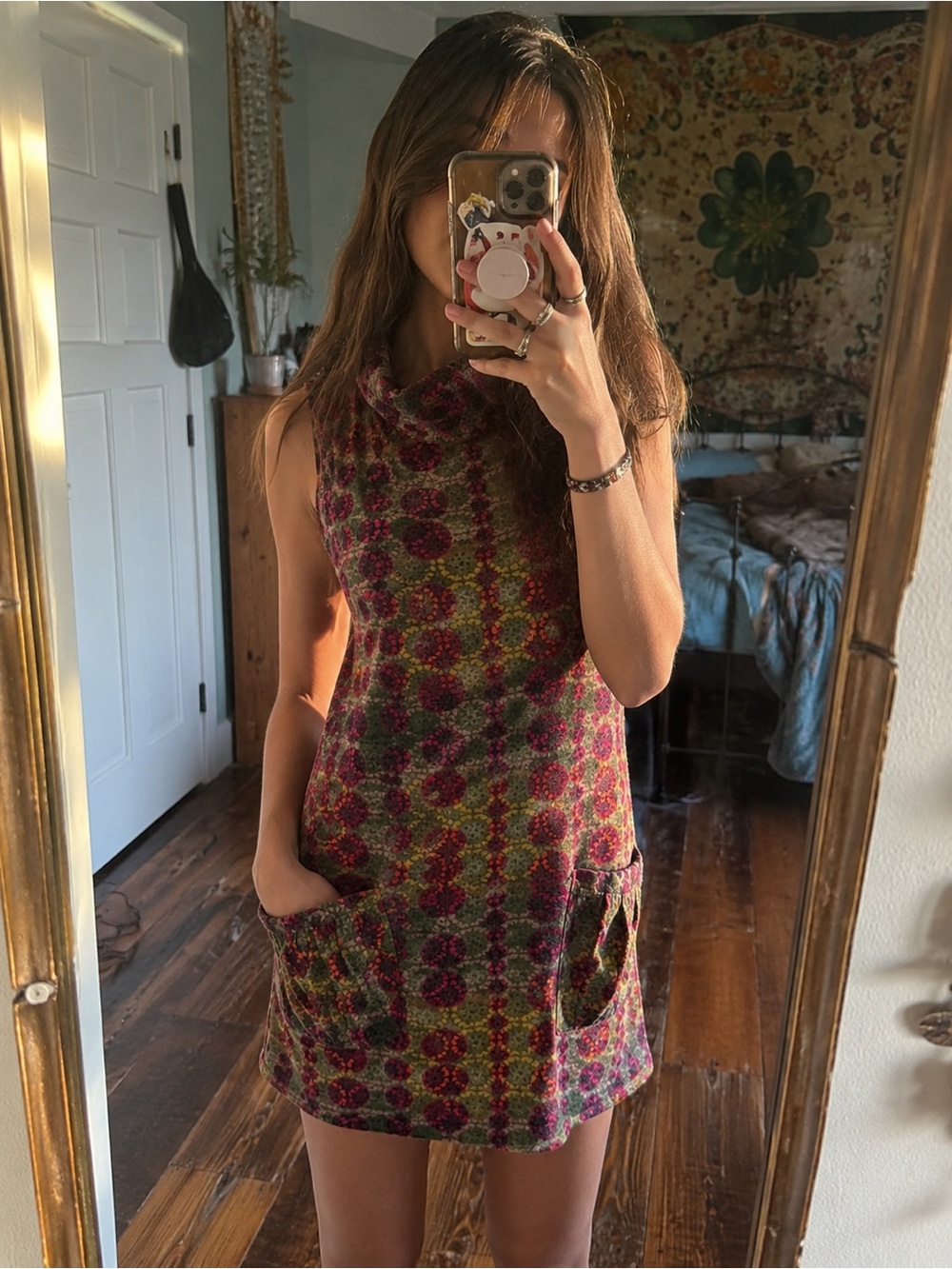 Aryeh Anthropologie Dress Womens Geometric Artsy Mini Shift Cowl Neck